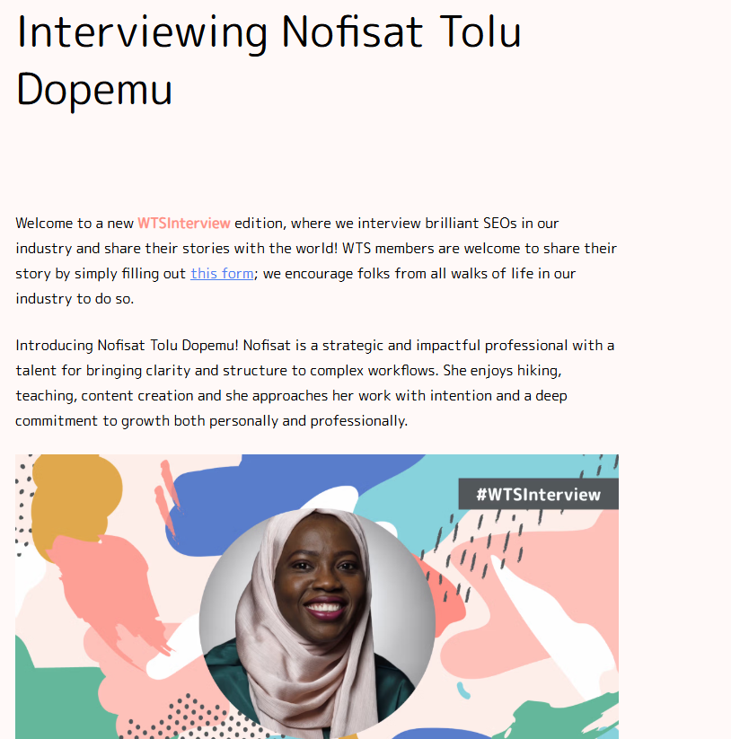 Interview with Nofisat Tolu Dopemu